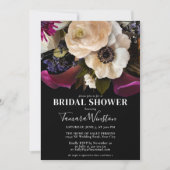Elegantes Lila Lilac Floral Black Brautparty Einladung (Vorderseite)