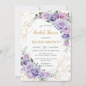 Elegantes Lila Lilac Lavender Rose Brautparty Einladung (Vorderseite)