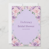 Elegantes Lila Lilac Pink Floral Brautparty Einladung (Rückseite)