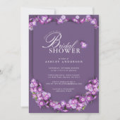 Elegantes Lila Lilac Rum Arch Floral Brautparty Einladung (Vorderseite)