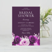 Elegantes Lila Lilac Violet Rose Brautparty Einladung (Stehend Vorderseite)