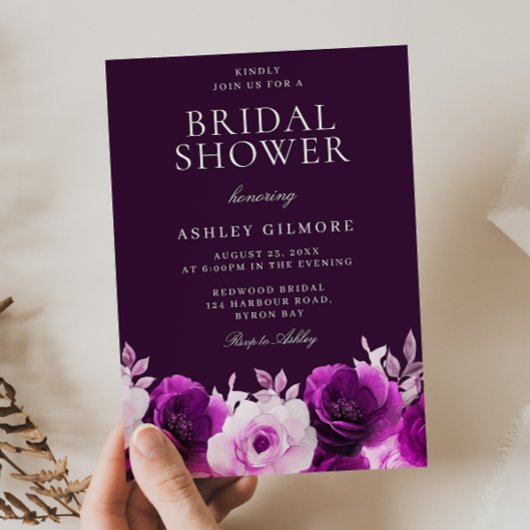 Elegantes Lila Lilac Violet Rose Brautparty Einladung