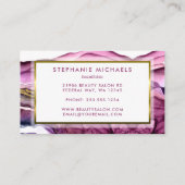 Elegantes Lila Liquid Ink Gold Hair & Makeup Visitenkarte (Rückseite)