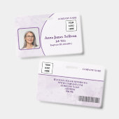 Elegantes lila Logo-Barcode-Mitarbeiter-ID Ausweis (Vorder- & Rückseite)