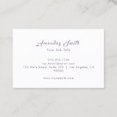 Elegantes Lila Logo Frauen Körperpflege Wellness Visitenkarte (Rückseite)