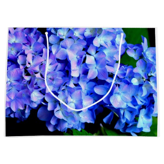 Elegantes lila Magenta Blumenhydrangea Große Geschenktüte (Vorderseite)