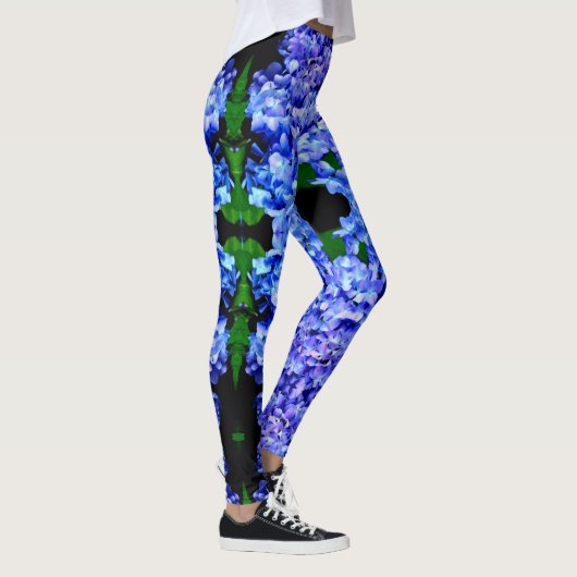 Elegantes lila Magenta Blumenhydrangea Leggings (Rechts)