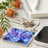 Elegantes lila Magenta Blumenhydrangea Schlüsselanhänger (Vorderseite rechts)