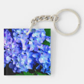 Elegantes lila Magenta Blumenhydrangea Schlüsselanhänger (Rückseite)