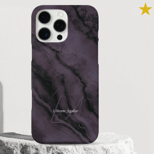 Elegantes lila Marmor mit individuellem Namensmono iPhone 16 Pro Max Hülle