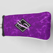 Elegantes Lila Marmormonogramm Golf Headcover (Vorderseite)