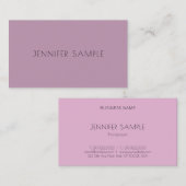 Elegantes Lila, modernes Einfaches Template Berufl Visitenkarte (Vorne/Hinten)