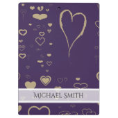 Elegantes Lila modernes Herzmuster Klemmbrett (Rückseite)
