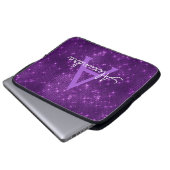 Elegantes Lila, modernes Sparkle Monogramm Laptopschutzhülle (Vorne Knopf)