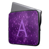 Elegantes Lila, modernes Sparkle Monogramm Laptopschutzhülle (Vorderseite Links)