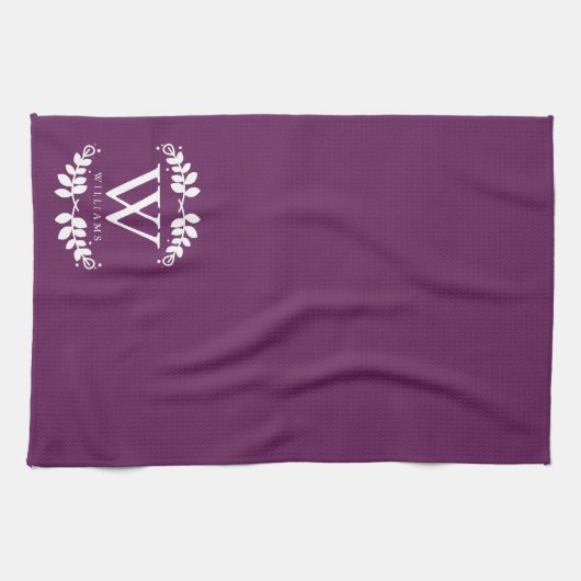 Elegantes Lila Monogramm Geschirrtuch (Horizontal)