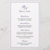 Elegantes Lila Monogramm-Menü für Hochzeiten (Vorderseite)