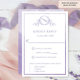 Elegantes Lila Monogramm und Aquarellfarben-UAWG RSVP Karte
