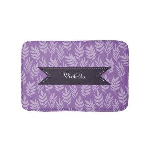 Elegantes lila Muster-Lavendel-Blätter mit Namen Badematte