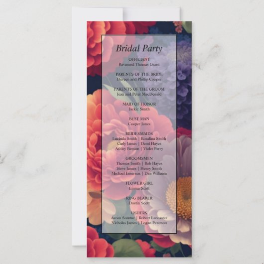 Elegantes lila-Orangenblumenprogramm (Rückseite)