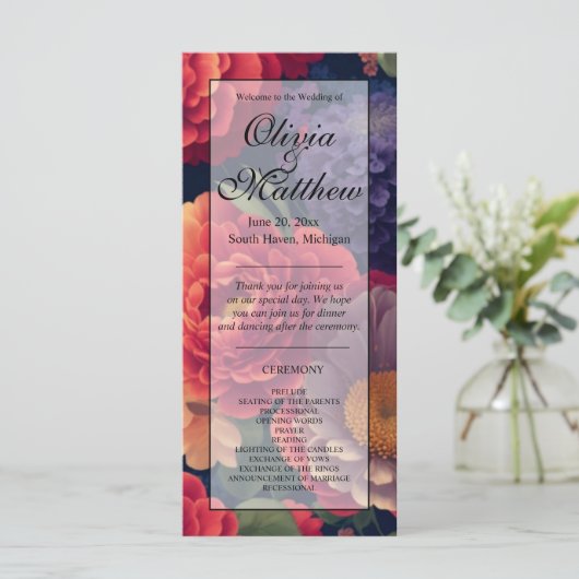 Elegantes lila-Orangenblumenprogramm (Stehend Vorderseite)