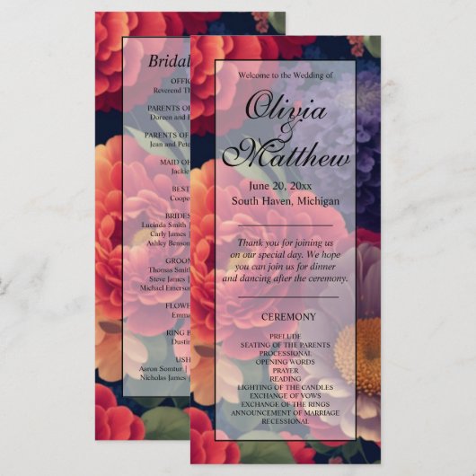 Elegantes lila-Orangenblumenprogramm (Vorne/Hinten)