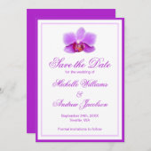 Elegantes Lila Orchid Ankündigung Datum freihalten (Vorne/Hinten)