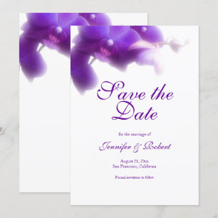 Elegantes Lila Orchid Save the Date Einladung