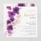 Elegantes Lila Orchideen Brautparty Einladung (Vorne/Hinten)