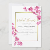 Elegantes Lila Orchids Gold Frame Brautparty Einladung (Vorderseite)