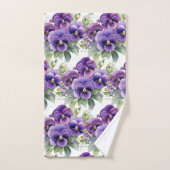 Elegantes Lila Pansy Stiefmütterchen Blumenhandtuc Badhandtuch Set (Handtuch)