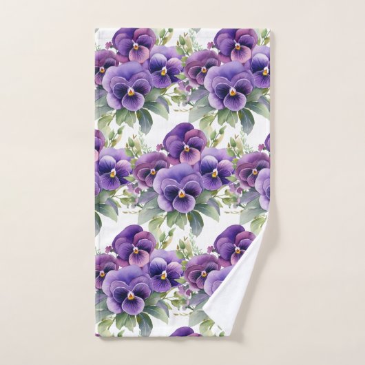 Elegantes Lila Pansy Stiefmütterchen Blumenhandtuc Badhandtuch Set (Handtuch)