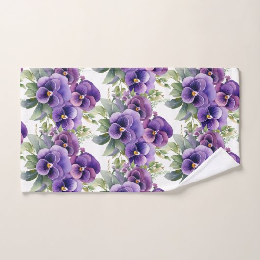 Elegantes Lila Pansy Stiefmütterchen Blumenhandtuc Badhandtuch Set (Handtuch)