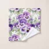 Elegantes Lila Pansy Stiefmütterchen Blumenhandtuc Badhandtuch Set (Waschlappen)