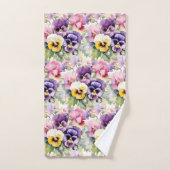 Elegantes Lila Pansy Stiefmütterchen Blumenhandtuc Badhandtuch Set (Handtuch)