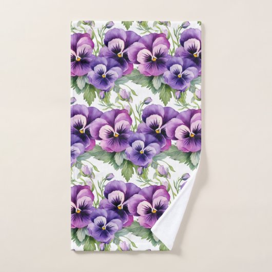 Elegantes Lila Pansy Stiefmütterchen Blumenhandtuc Badhandtuch Set (Handtuch)