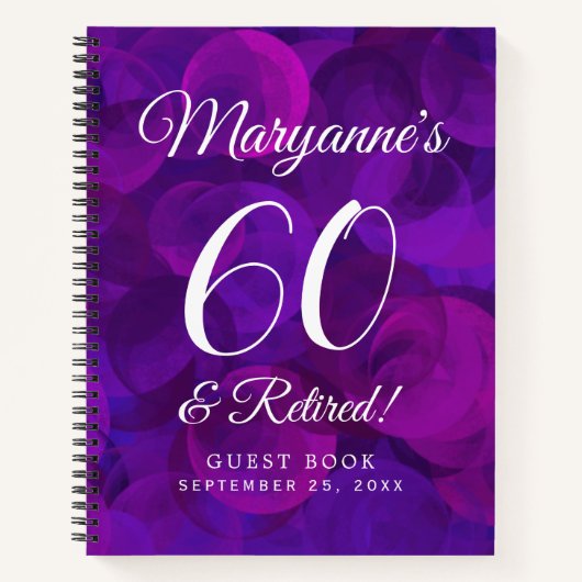 Elegantes Lila Party 60 & Rentenersatz Notizblock (Vorderseite)