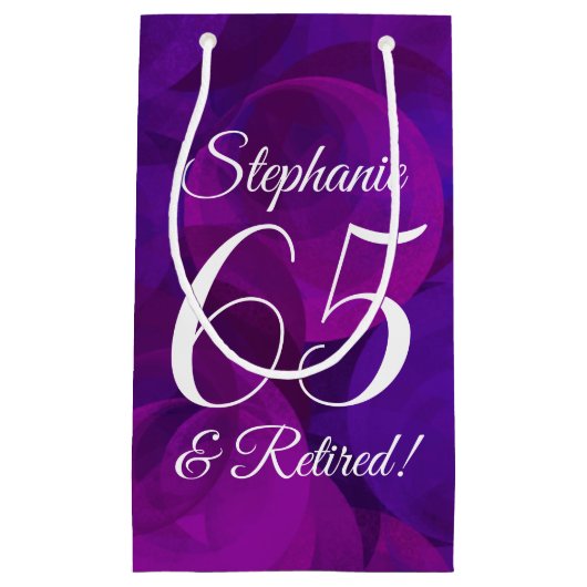 Elegantes Lila Party 65 & Rentenersatz Kleine Geschenktüte (Vorderseite)