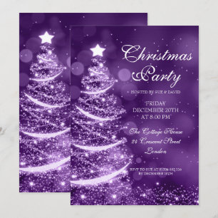 Elegantes Lila Party Sparkle Einladung