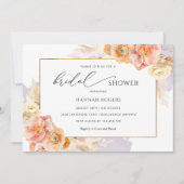 Elegantes Lila, Peach-and-Blush-Brautparty Einladung (Vorderseite)