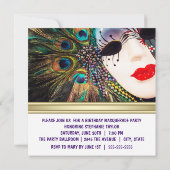 Elegantes Lila Peacock Masquerade Party Einladung (Rückseite)