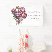 Elegantes Lila Peony Floral Brautparty Banner (Insitu)