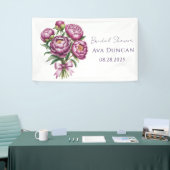 Elegantes Lila Peony Floral Brautparty Banner (Messeveranstaltung)