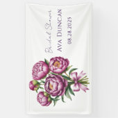 Elegantes Lila Peony Floral Brautparty Banner (Vertikal)