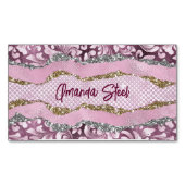 Elegantes, Lila-pinkfarbenes Monogramm aus Blüteng Magnetische Visitenkarte (Vorderseite)