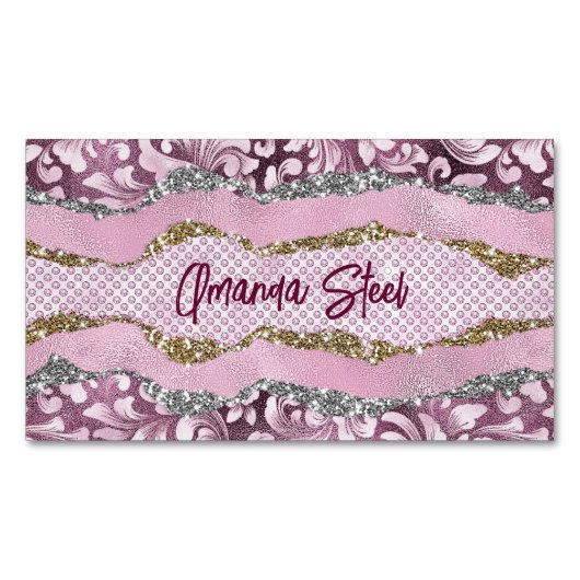 Elegantes, Lila-pinkfarbenes Monogramm aus Blüteng Magnetische Visitenkarte (Vorderseite)