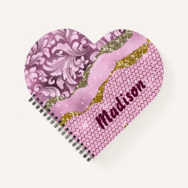 Elegantes, Lila-pinkfarbenes Monogramm aus Blüteng Notizblock