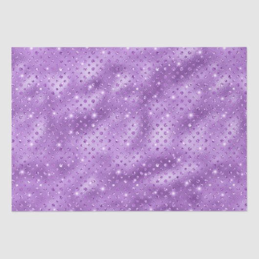 Elegantes Lila Polka Dot Metallic Glitzer Muster Seidenpapier (Vorderseite)