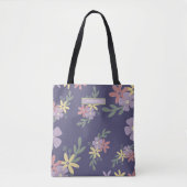 Elegantes Lila-Purple-Boho-Blumenmuster Tasche (Vorderseite)