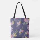 Elegantes Lila-Purple-Boho-Blumenmuster Tasche (Rückseite)